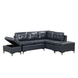 L-Shaped Couches for Living Room, PU Leather Sectional Sofa with Movable Storage