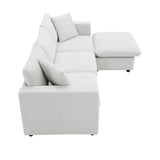 ERYE L-Shape Reversible Modular Sectional Sofa Couch,Cushions 4 Seaters Convertible Sofa&Couch Corner Leisure Cloud Sofá with Movable Ottoman & 2 Pillows for Living Room, 101", White-9023