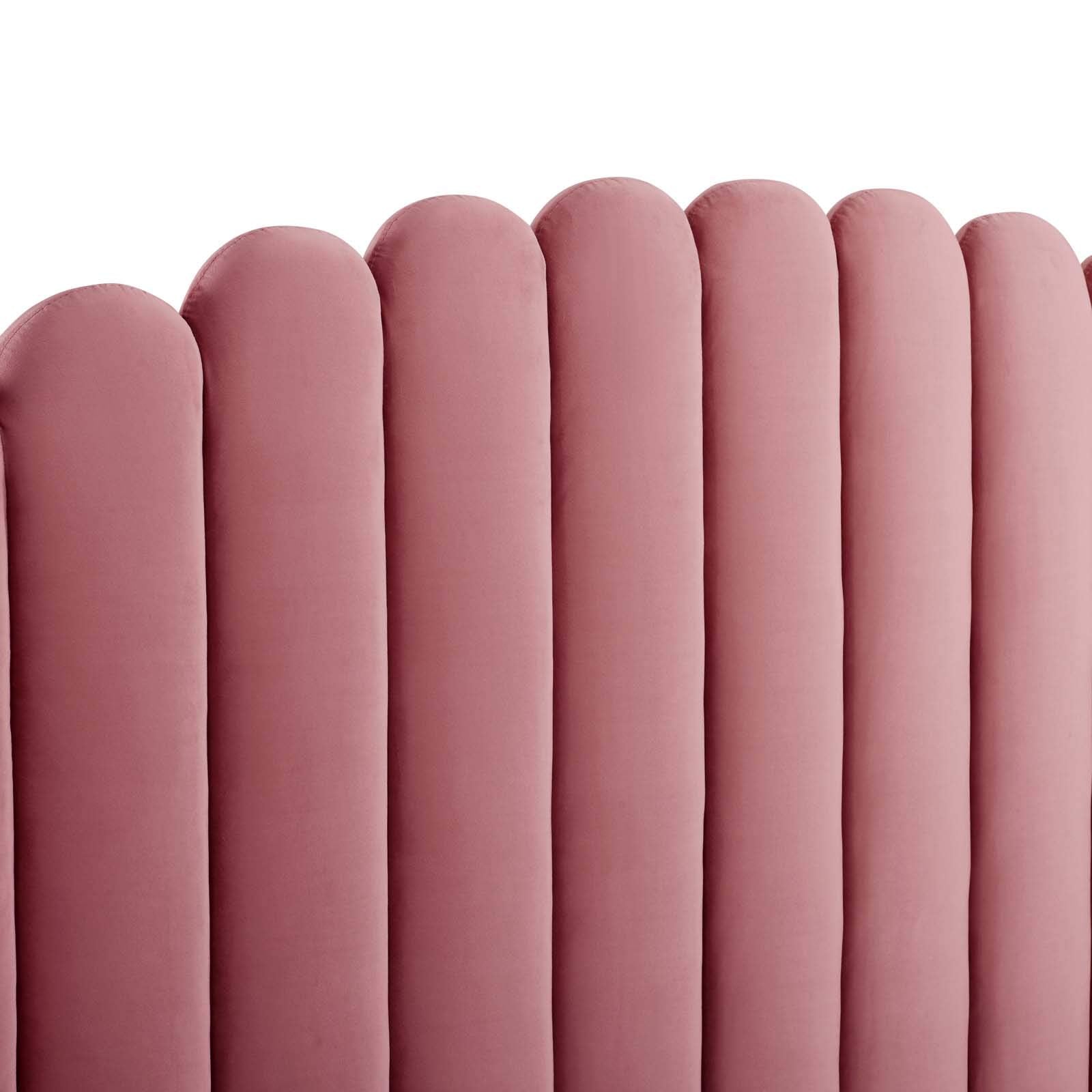 Lana Queen Wingback Platform Bed - Dusty Rose Velvet