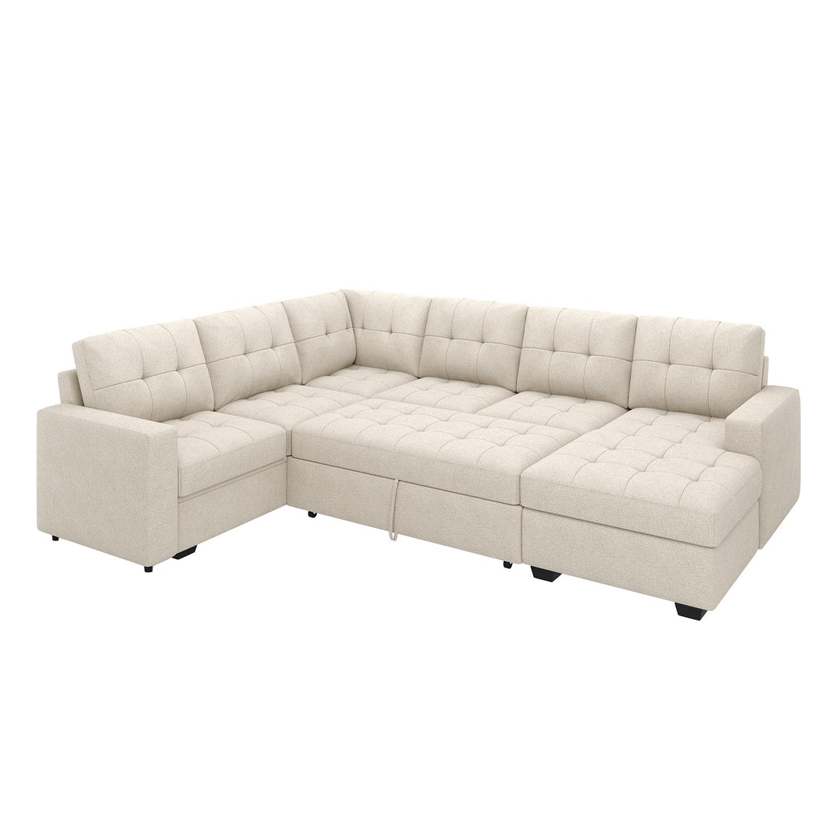 Sleeper Sectional Sofa with Pull Out Bed, U Shaped Sectional Couch with Storage Chaise