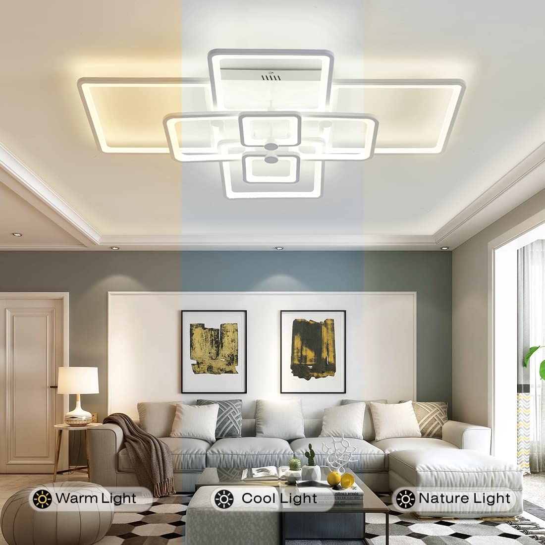 Modern Ceiling Light,41.7in Modern Led Ceiling Lights for Living Room Light Fixture Ceiling