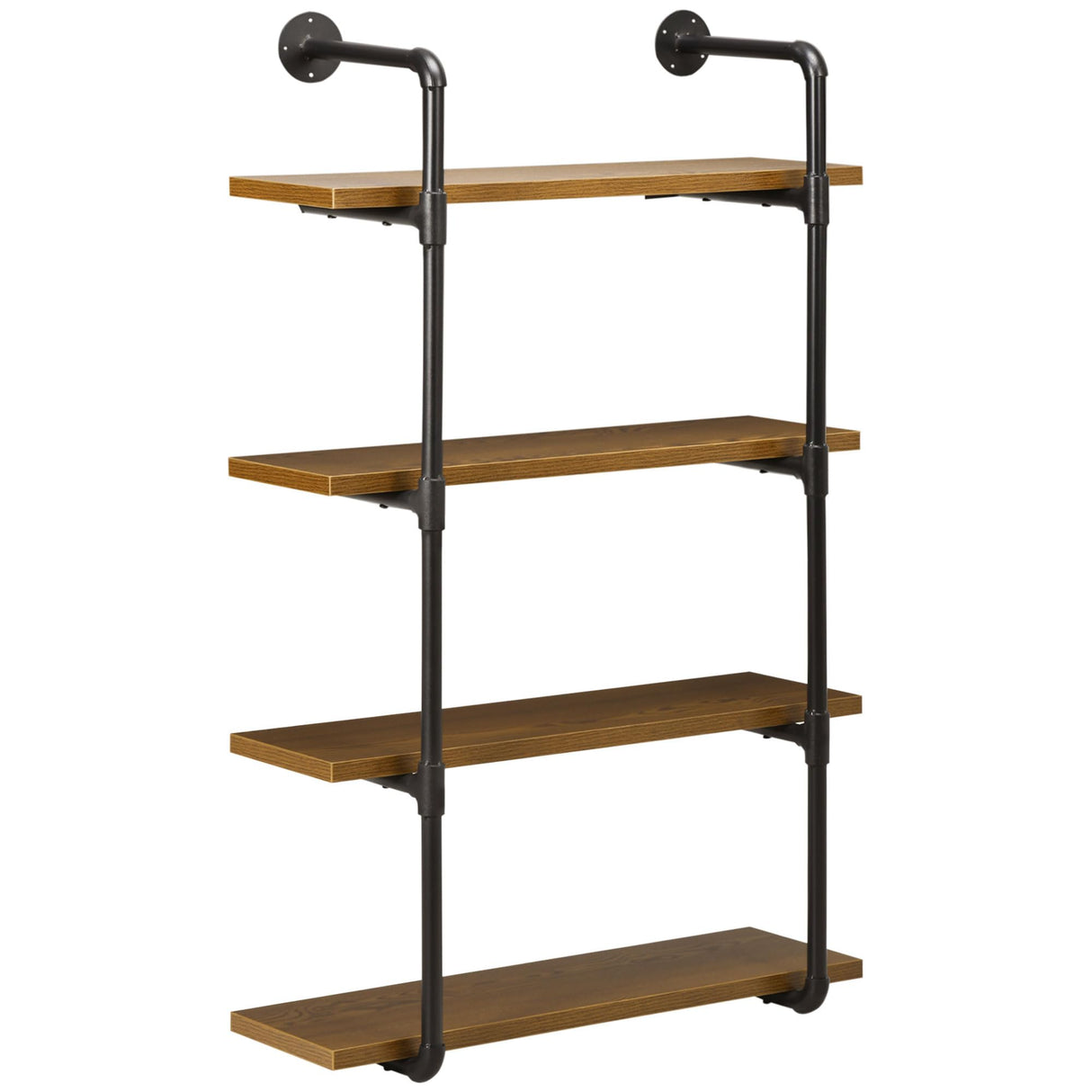 4-Tier Industrial Pipe Shelves Floating Wall Mounted Bookshelf