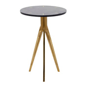 Aluminum Accent Table with Black Marble Top, 15" x 15" x 22", Gold