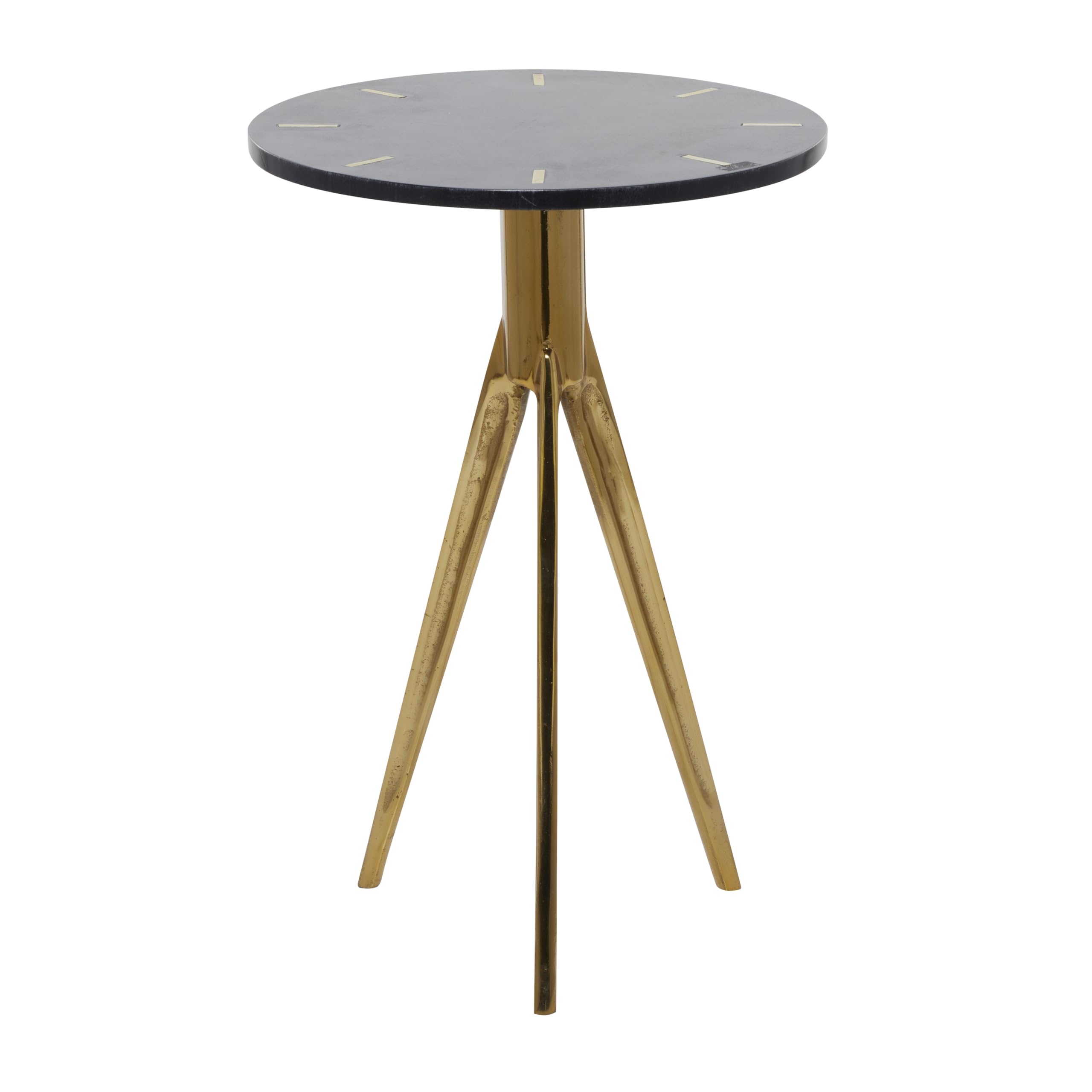 Aluminum Accent Table with Black Marble Top, 15" x 15" x 22", Gold