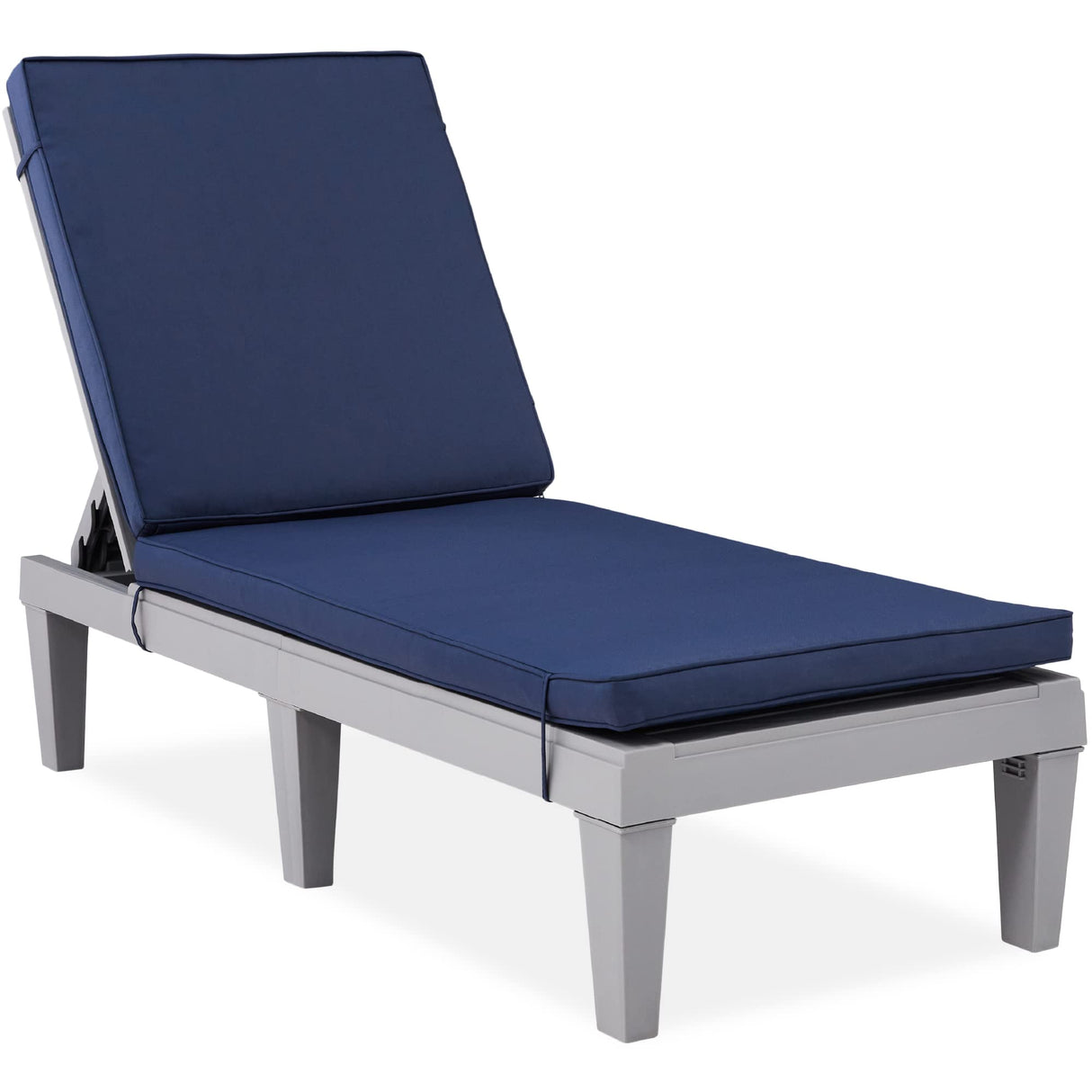 Outdoor Lounge Chair, Resin Patio Chaise Lounger for Poolside, Backyard