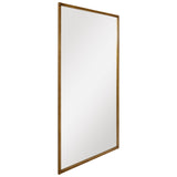 Brushed Gold Metal Framed Rectangular Wall Mirror, Ready to Hang, Living Room