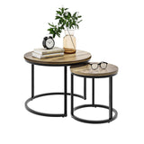 Round Nesting Coffee Table, Nesting Tables for Living Room Set of 2 End Tables Wood