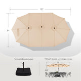 15ft Large Patio Umbrellas with Base Included, Outdoor Double-Sided Umbrella with Crank Handle,