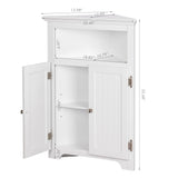 Bathroom Corner Storage Cabinet, Small Floor Corner Cabinet with Doors and Adjustable Shelves,