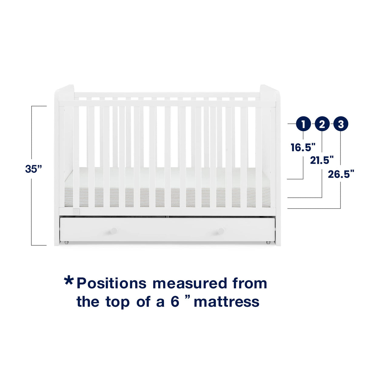 GAP babyGap Graham 4-in-1 Convertible Crib with Storage Drawer - Greenguard Gold Certified, Bianca White
