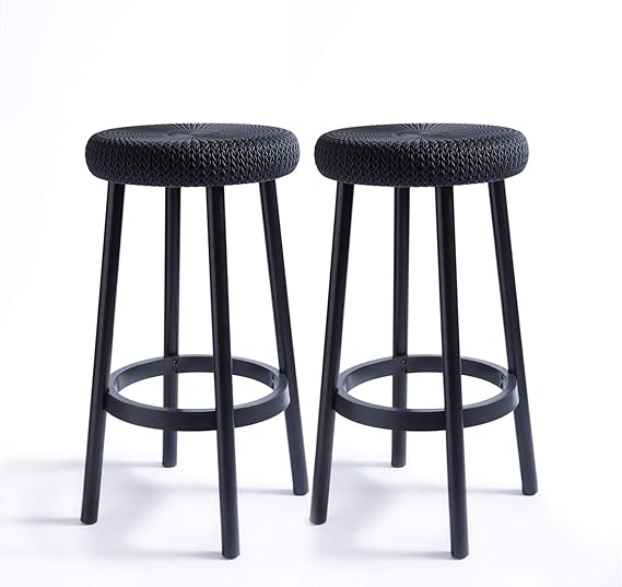 Resin Backless 26” Counter Height Bar Stools Set of 2 for Patio