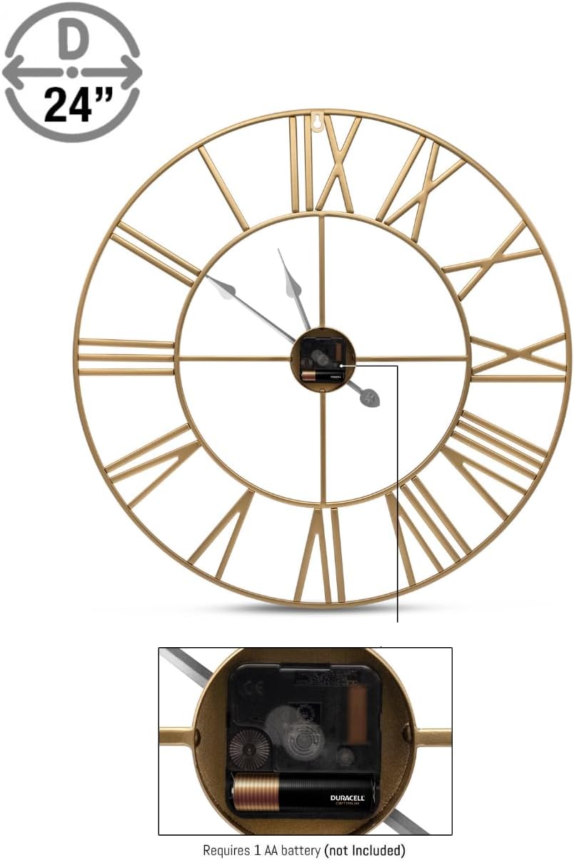 Large Wall Clock for Living Room Decor, (60CM) 24 Inch Wall Clock Decorative,