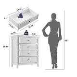 White Dresser for Bedroom, 4 Chest of Drawers, Wooden Dressers Tall Nightstand