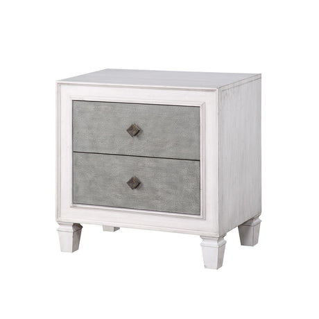 Katia Nightstand in Rustic Gray and Weathered White