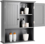 Wall Mounted Bathroom Cabinet, Over The Toilet Storage Cabinet w/Double Doors & Adjustable Shelf,