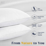 Goose Feathers and Down White Pillows with 100% Soft Cotton Cover, Bed Sleeping Hotel