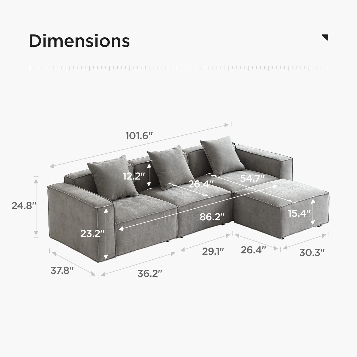 Luxury Modular Sectional Living Room Sofa Set, Modern Minimalist Style