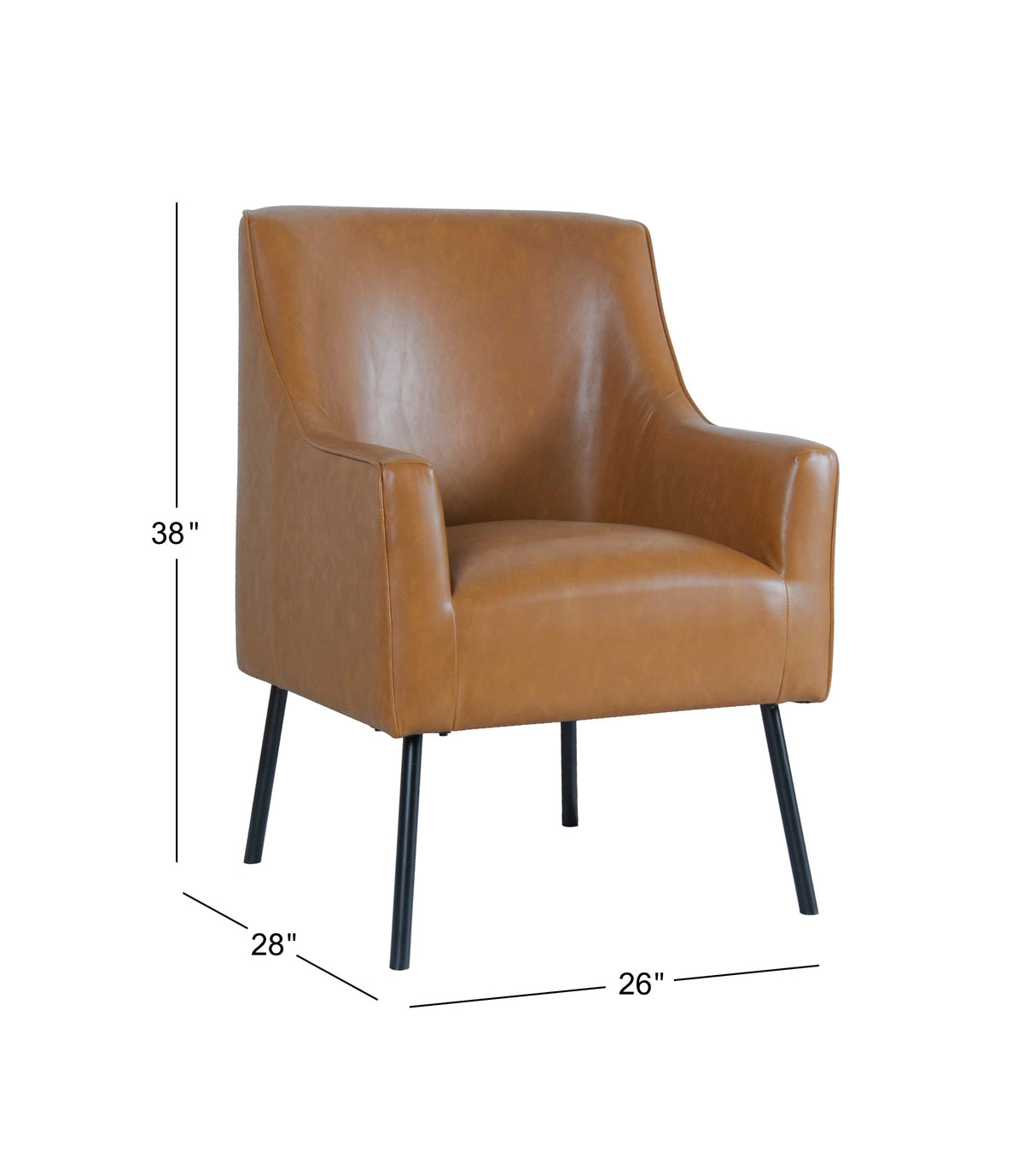 Modern Accent Chair, Home Décor, Accent Chairs for Living Room & Bedroom, Fabric Reading Living Room Side Chair, Single Sofa with Lounge Seat and Metal Legs- Carmel Faux Leather