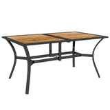 Rectangle Outdoor Dining Table for 6 People, Faux Wood Rectangular Patio Table