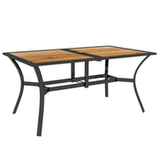 Rectangle Outdoor Dining Table for 6 People, Faux Wood Rectangular Patio Table