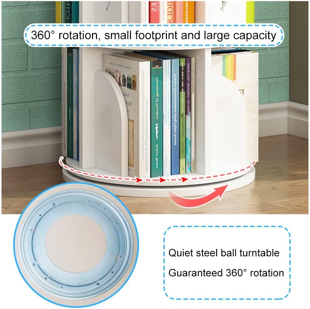 360° Rotating Bookcase,3-5 Tier DIY Bookshelf, Floor Standing Display Shelves, Cultivate Children's Reading Interest,Birthday Color : B, Size : 50.8 * 128cm(4 Tier)