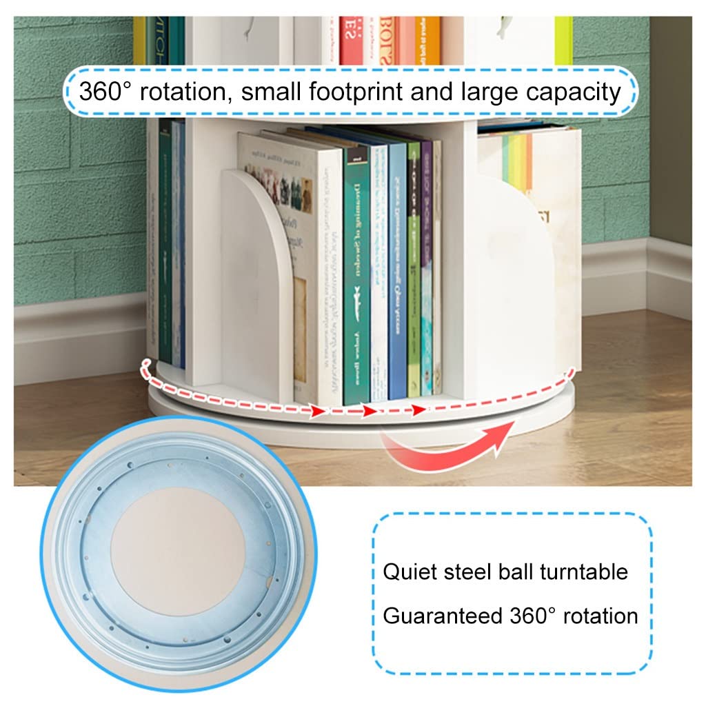 360° Rotating Bookcase,3-5 Tier DIY Bookshelf, Floor Standing Display Shelves, Cultivate Children's Reading Interest,Birthday Color : B, Size : 50.8 * 128cm(4 Tier)