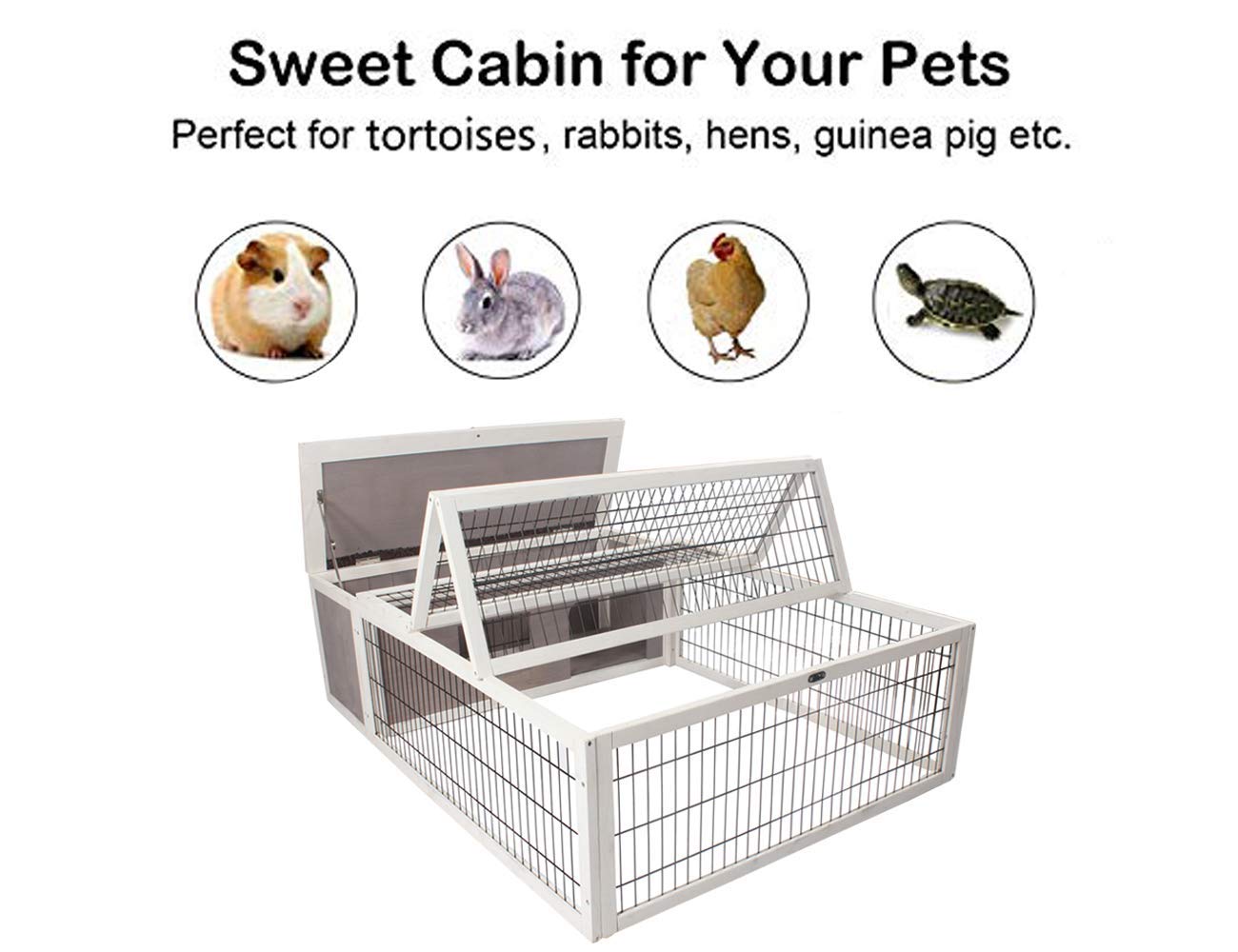 Tortoise House Habitat Wooden Small Animal Hutch Enclosure Indoor/Outdoor