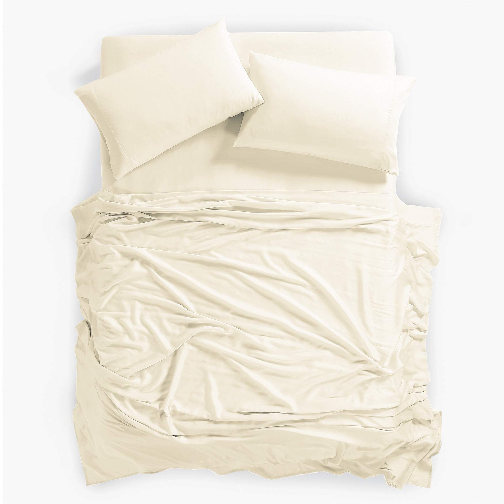 100% Tencel Sheet Set - Queen Size 4 Piece Sheets with Deep Pockets up to 18 Inches