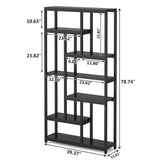 Tribesigns 79 Inch Bookshelf, 7-Tier Tall Bookcase with 10-Open Shelf, Wood and Metal Book Shelf Storage Shelves for Bedroom, Living Room and Home Office, Black