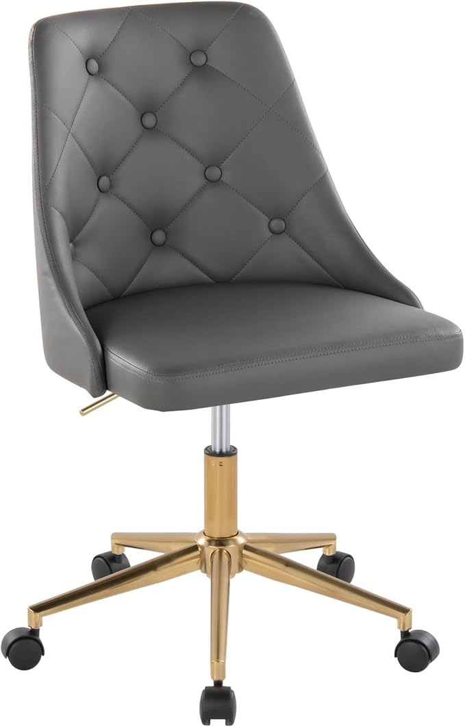 Ergonomic Gray Leather Home Office Chair with Back Support 360° Swivel Adjustable Height Wheels Ideal for Work Gaming Relaxation Modern Design for Comfort and Style