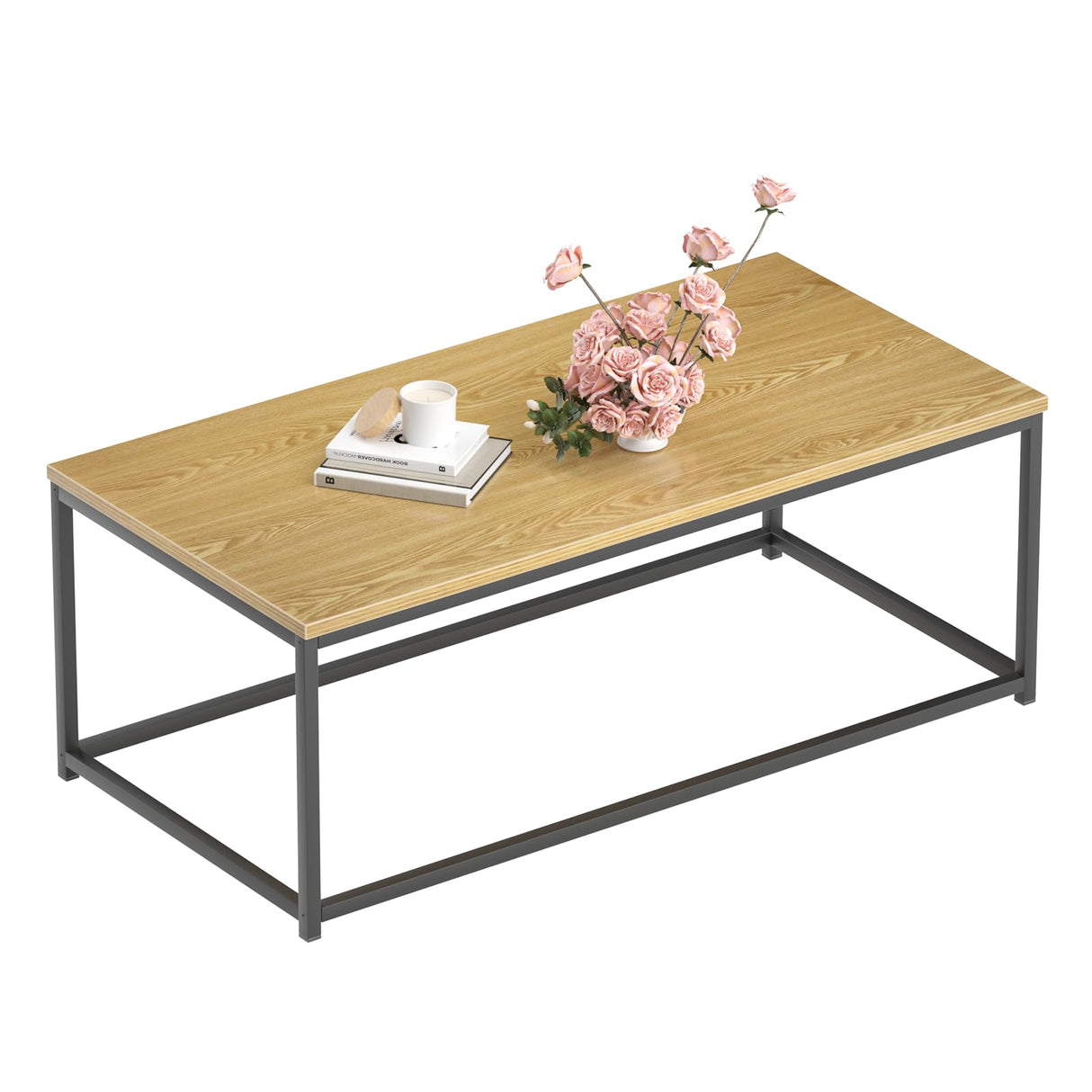 Modern Industrial Style Rectangular Coffee Table for Living Room