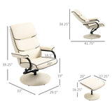 Recliner Chair with Ottoman, PU Leather Swivel High Back Armchair w/Footrest, 135°