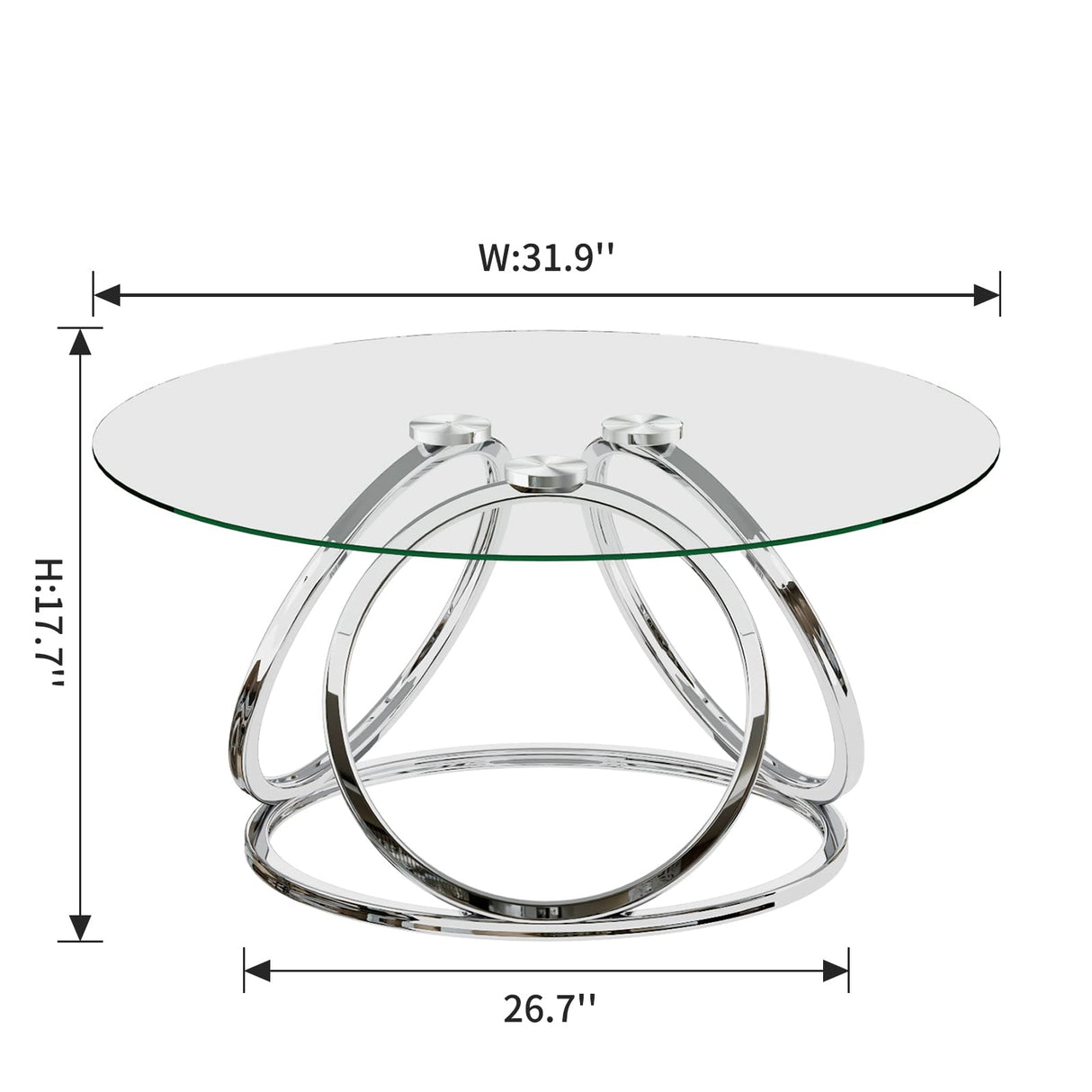 Round Coffee Table, Modern Silver Coffee Table Living Room Table