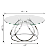 Round Coffee Table, Modern Silver Coffee Table Living Room Table