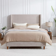 Harper Tall Headboard Upholstered Bed Light Gray Chenille - Queen