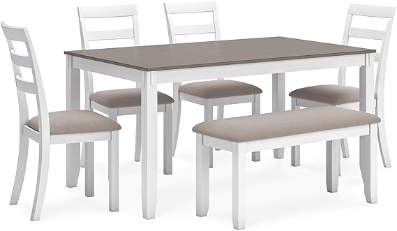 Bridson 6-Piece Dining Set with Bench - Gray