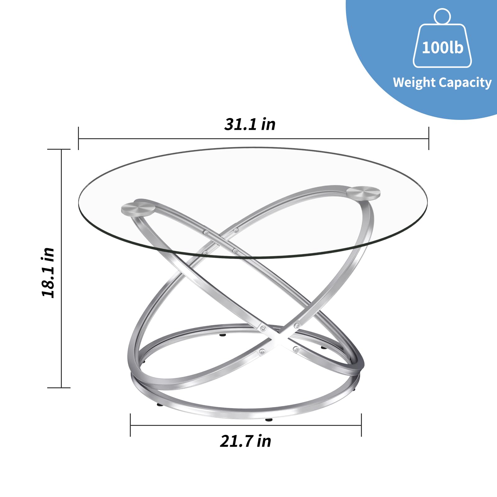 Round Coffee Table, Glass Coffee Tables for Living Room, Modern Coffee Table