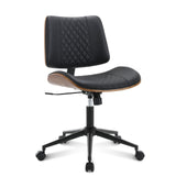 Office Chair No Arms with Wheels, Adjustable Height Small Desk Chair, PU Leather Mid