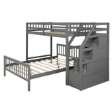 Twin Over Full Loft Beds, Bunk Beds Twin Over Full with Stairway and Storage, Full-Length