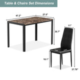 Kitchen Table and Chairs Set, Faux Marble Dining TableSet for 4,Modern DinnerTable