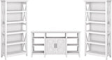 Key West Tall TV Stand with Set of 2 Bookcases, Farmhouse Entertainment Center