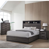 Drummond 3-Piece Gray Wood Panel Bedroom Set - Queen + Nightstand + Chest