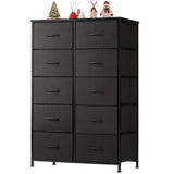 Dresser for Bedroom, Fabric Dresser with 10 Drawers, Tall Double Dresser