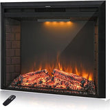 Retro Recessed Fireplace Heater with Fire Cracking Sound