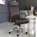 Furniture Forbes Genuine Leather Aluminum Base High Back Executive Chair - Tan