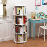 & Design 4 Tier 360° Rotating Stackable Shelves Bookshelf Organizer (White)