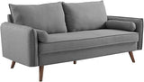 Revive Contemporary Modern Fabric Upholstered Sofa In Teal