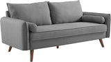 Revive Contemporary Modern Fabric Upholstered Loveseat In Teal