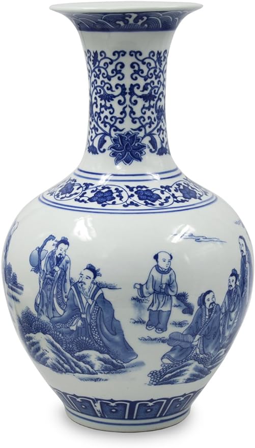 Blue and White Vase, Handmade Chinese Porcelain Flower Vase, Dragon Motif