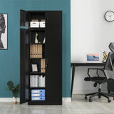 Metal Storage Cabinet - 87“H Black Tall Steel Cabinet with Adjustable Shelves